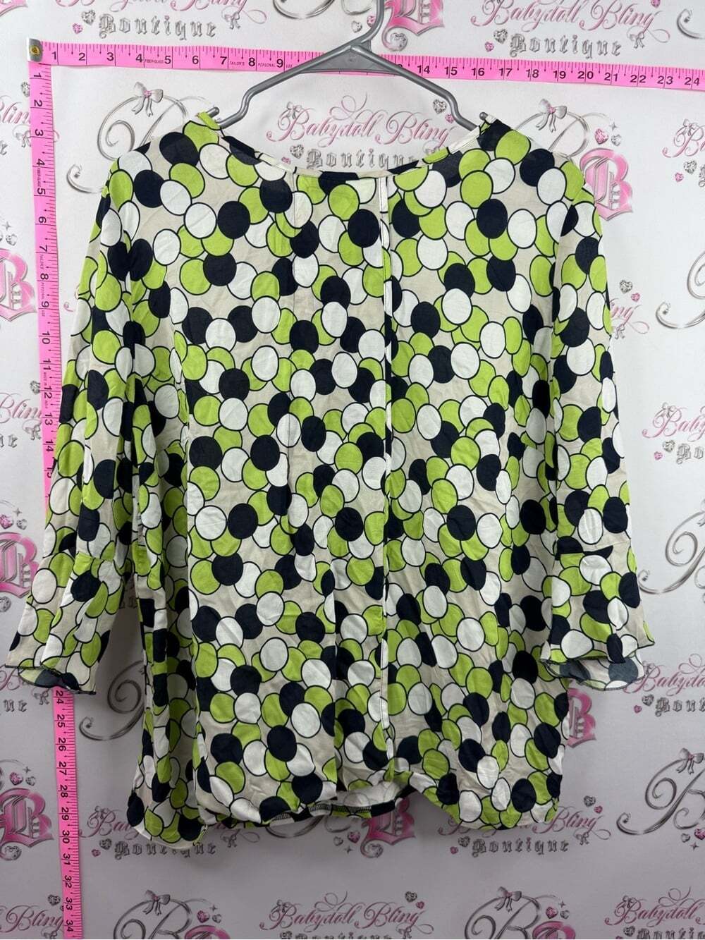 FRANK WALDER top blouse Relaxed Scoop Neck Blouse in Lime Green, Black & White